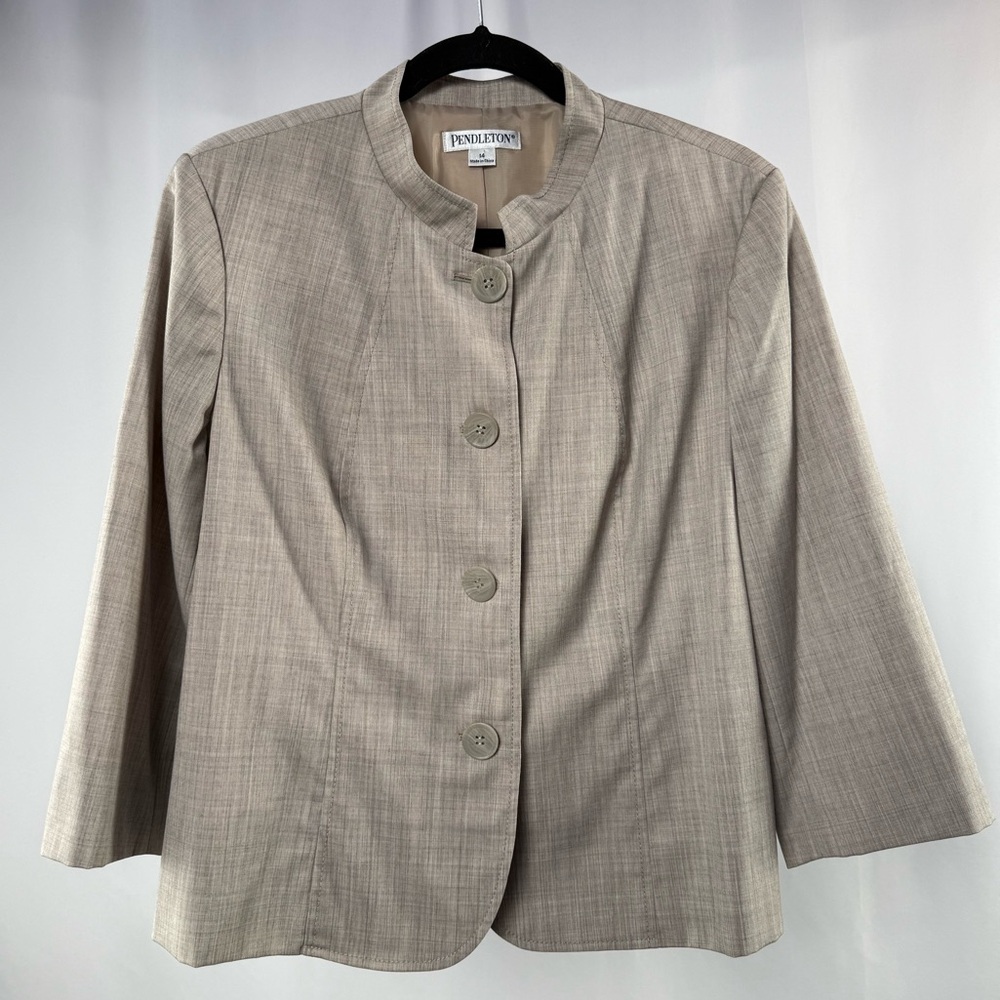 Pendleton Wool Blend Lightweight Jacket‎ in Heather Brown Size 14